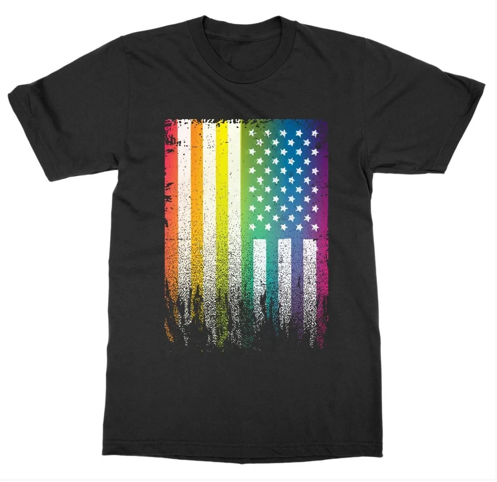 

Pride America T-Shirt Parade Gay Lesbian Bi Pan Trans Queer Lgbtq Gender Rainbow 2019 Short Sleeve Cotton Man Clothing T Shirt