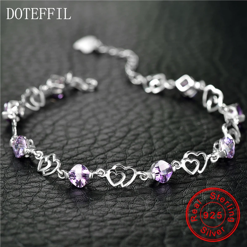 Женский браслет из серебра 925 пробы с фианитами|zircon bracelet|charm braceletwomen charm bracelet |