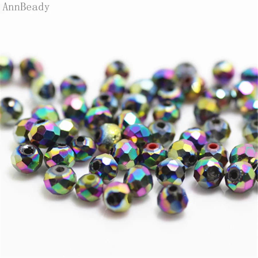 multicolor AnnBeady, одноцветные, зеленые, 3*4 мм, 145 шт, Rondelle, австрийские граненые Хрустальные стеклянные бусины, свободные разделительные бусины для изготовления ювелирных изделий - Цвет: multicolor