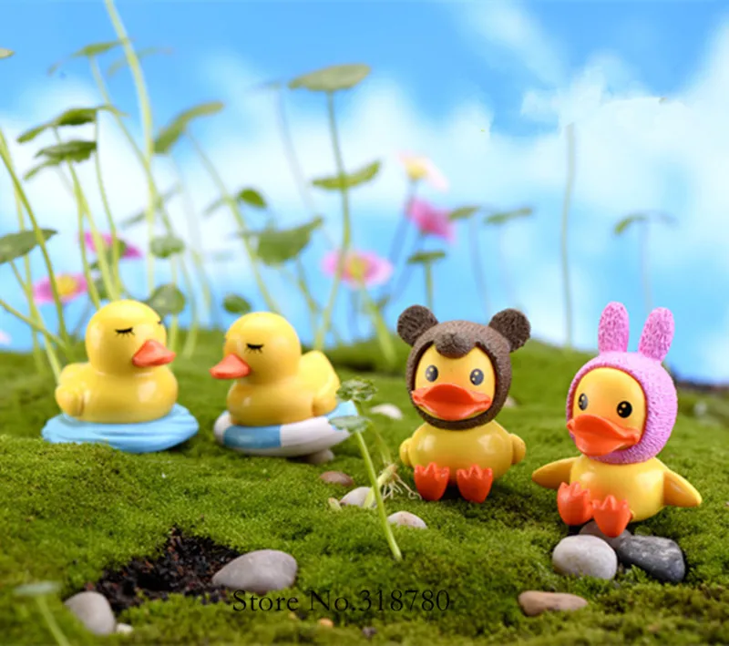 4 шт./лот Мини Утки миниатюрная Статуэтка DIY Фея Сад фигурки животных украшения