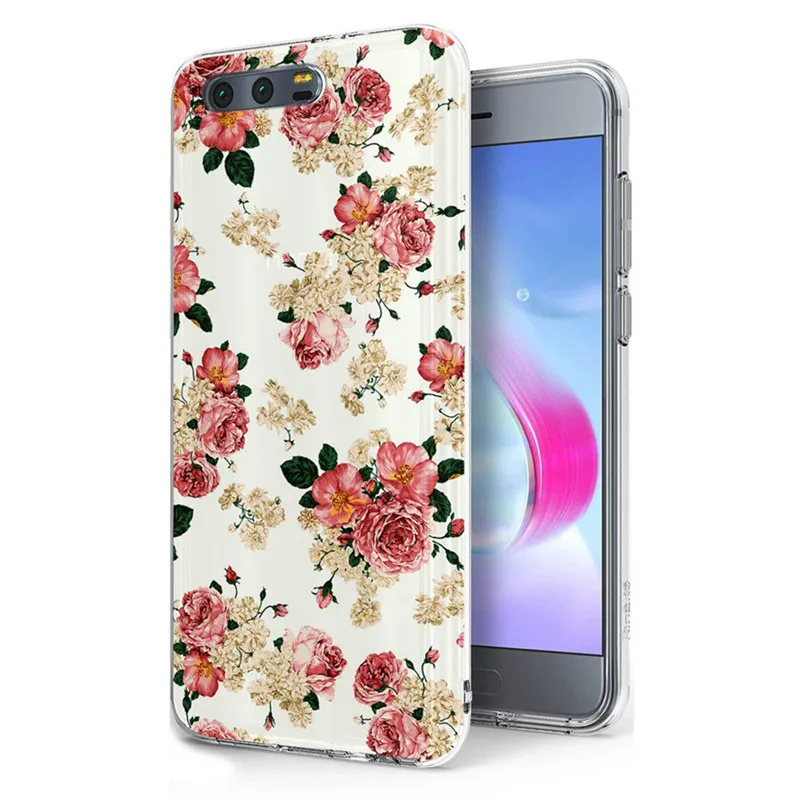 For Huawei P9lite/P8 Lite Y5ii / Y6 II Compact Honor P Smart TPU Colorful Soft Flower Face Painted Design Case Fundas A077 |