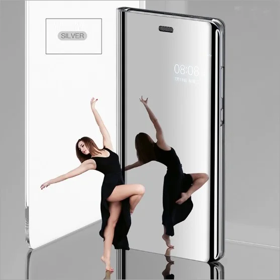silver Умный зеркальный флип-чехол для huawei P30 P20 Pro P10 Lite, чехол для телефона huawei P9 P10 Plus, кожаный задний Чехол бант etui - Цвет: silver
