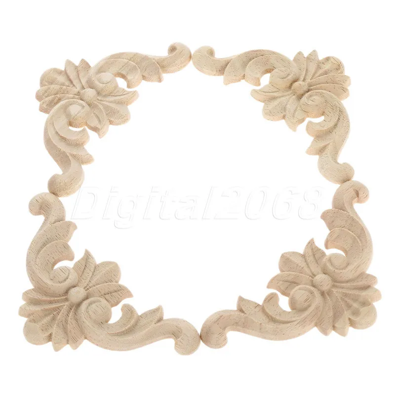 4 шт. Новое поступление деревянный дуб резная угловая мебельная аппликация