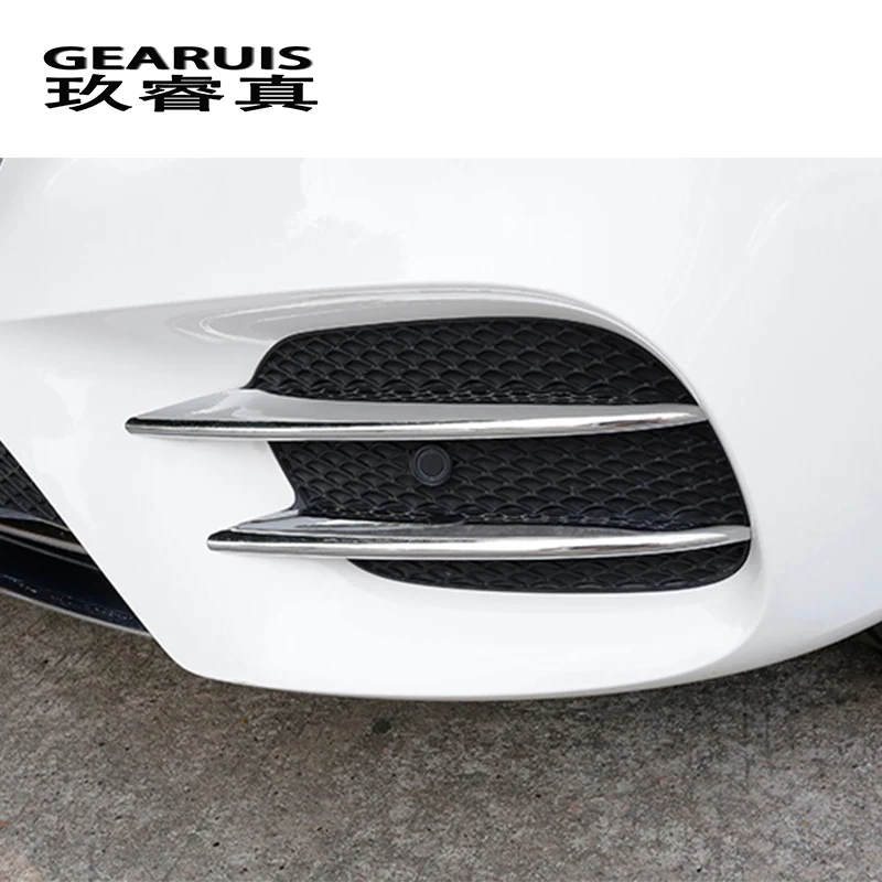 

Car Styling Front Bumper Head Fog Light Grill Stainless Steel Cover Sticker Trim For Mercedes Benz E Class W213 Auto Accessories