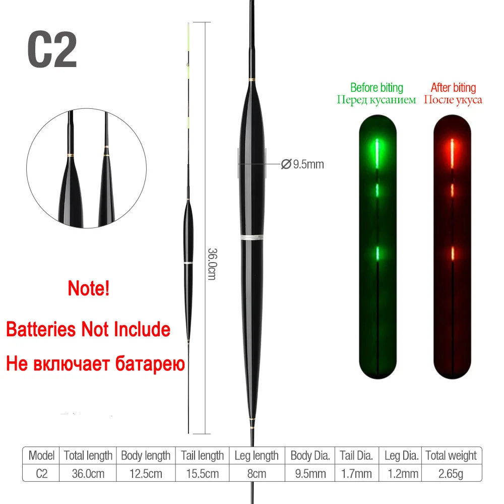 C2 (NO Battery) DONQL автоматически напоминает умная Светодиодная лампа для рыбалки поплавок с рыбным укусом, светящийся поплавок, Электрический ночной поплавок без аккумулятора - Цвет: C2 (NO Battery)