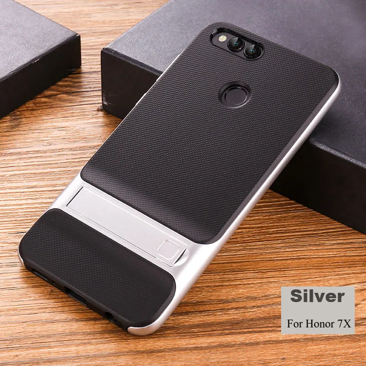 Silver bumper Huawei honor 7X7 X чехол для телефона s противоударный деловой гибридный мягкий силиконовый чехол и жесткий чехол-бампер чехол для huawei honor 7x5,93" - Цвет: Silver bumper