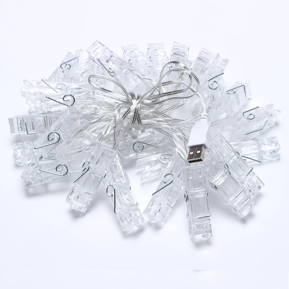 USB на батарейках светодиодные фото зажимы сказочные гирлянды рождественские