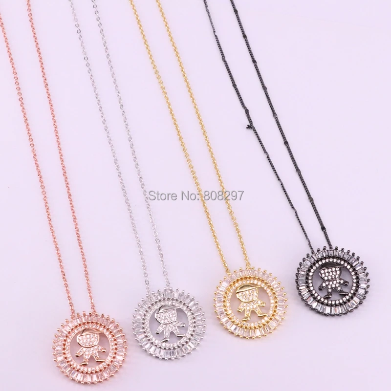 

8Pcs Handmade popular Boy cz crystal pendants necklace