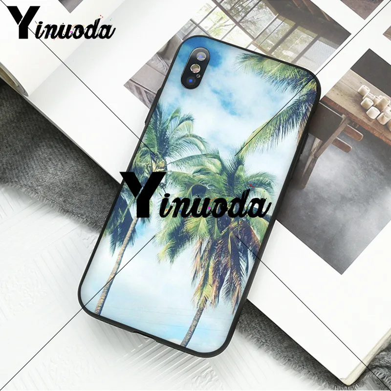 Yinuoda california trees Beach Surf Travel черный резиновый чехол для телефона Apple iPhone 8 7 6 6S Plus X XS MAX 5