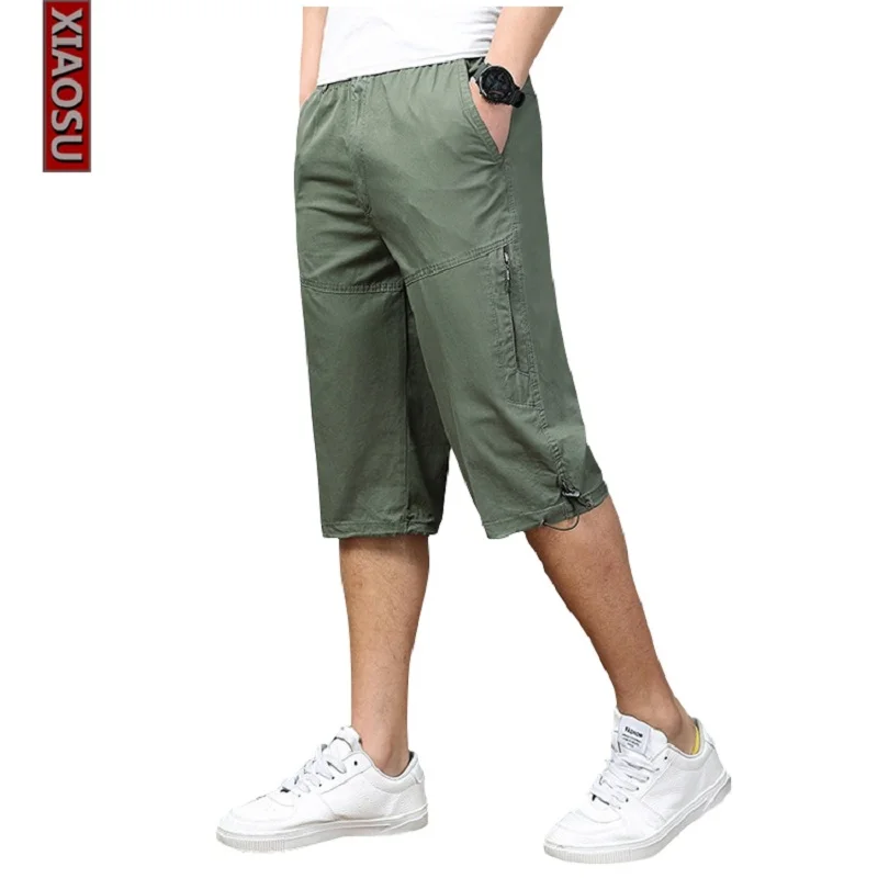 Летние Мужские брюки карго свободные джоггеры Армейский зеленый шаровары