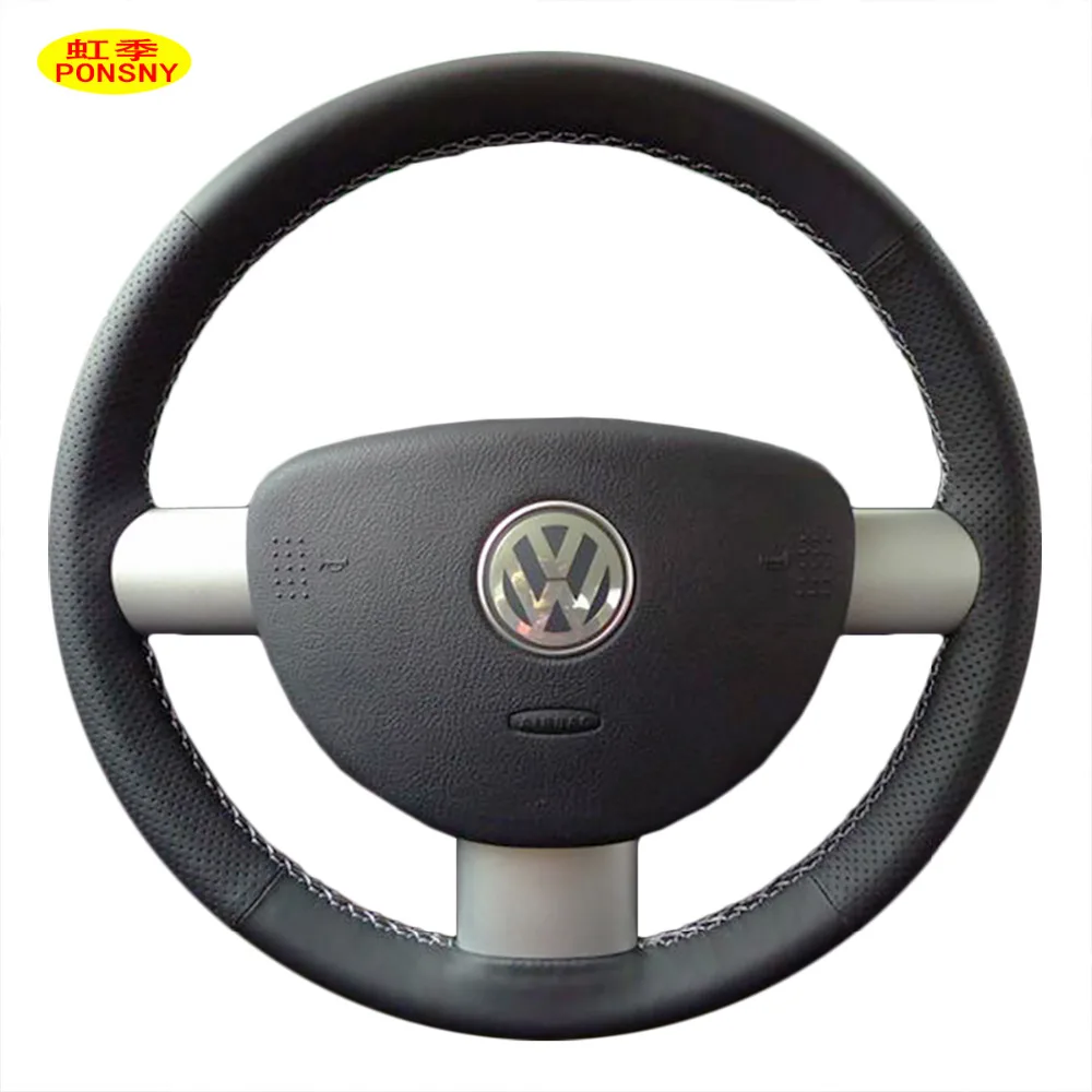 PONSNY Чехлы рулевого колеса автомобиля из натуральной кожи для Volkswagen VW Beetle 2004-2010