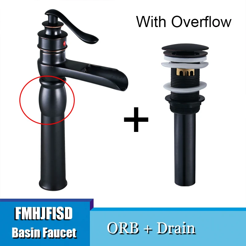 C Type ORB Drain Твердый латунный масло втирают Бронзовый Водопад Ванная раковина кран раковина смеситель - Цвет: C Type ORB Drain