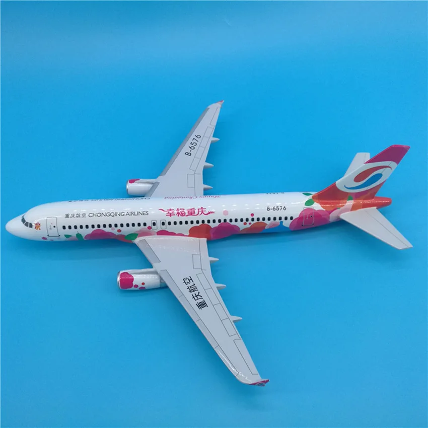 37 см 1:100 Airbus A320-200 модель Happy Time Chongqing airlines W базовый сплав самолет Коллекционная модель дисплея коллекция