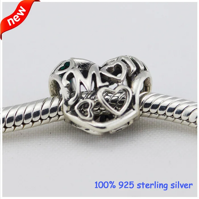 Подходит для браслетов Pandora ажурные серебряные бусины мам Летний стиль