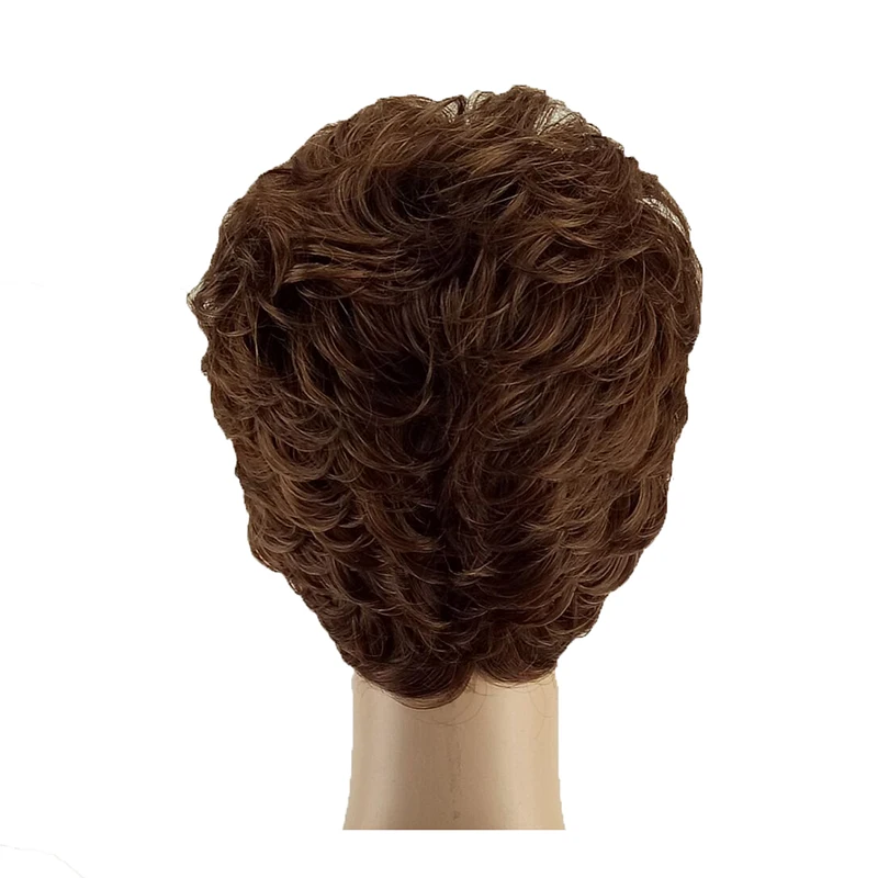 HAIRJOY Женские синтетические волосы парики Короткие вьющиеся блонд коричневый черный серый парик термостойкий