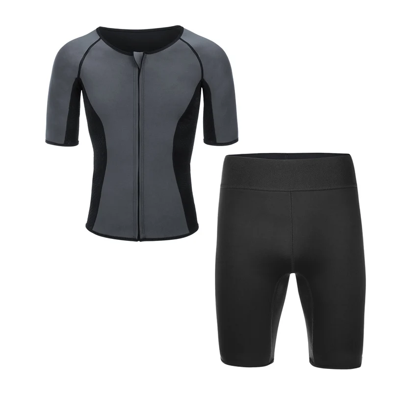 Tops-Pants HEXIN, Мужская футболка, брюки, неопрен, Корректирующее белье для тела, сжигание жира, топы, талия, тренажер, сауна, пот, животик, контроль, Корректирующее белье для похудения - Цвет: Tops-Pants