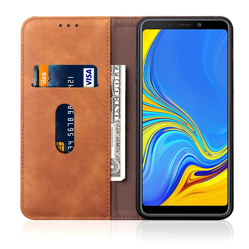 Samsung A6 A7 A8 Plus A9 J3 J4 J5 J6 J7 J8 2018 J6Plus A750 PU Leather Magnetic Flip Wallet Card Slots Pocket Protective Case | Мобильные