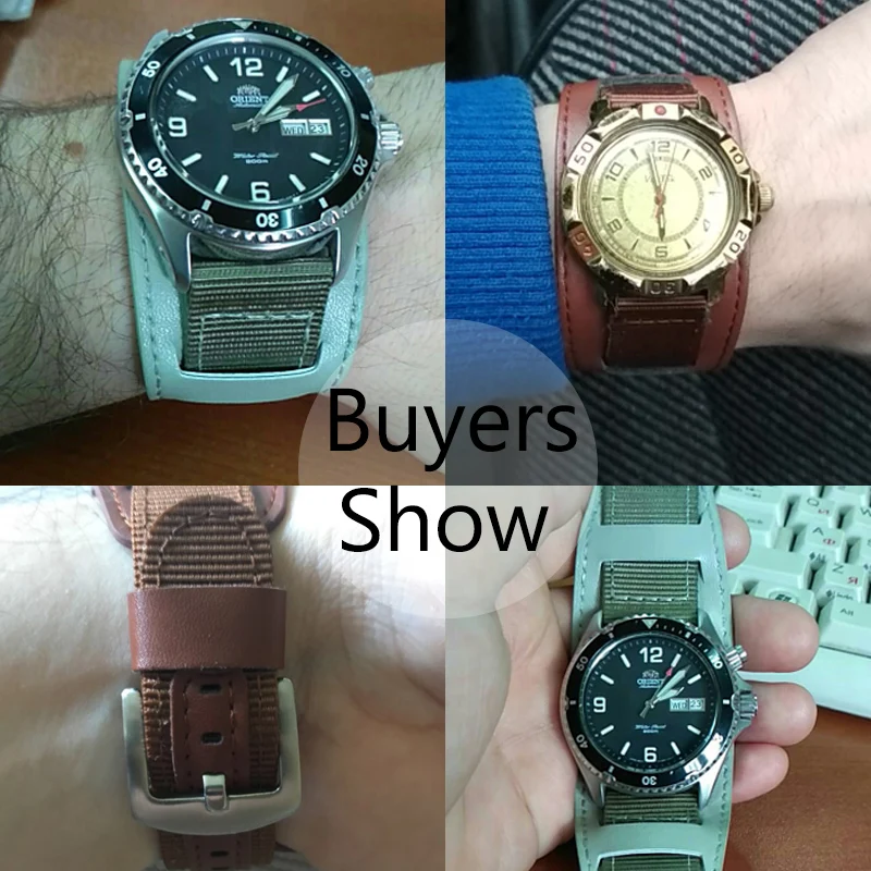 Нейлоновый ремешок для часов кожаный 18 мм 20 22 24 серебристая пряжка из нержавеющей