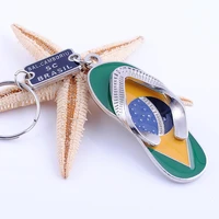 12 pieceslot new creative brazilian flag alloy key chain beach slipper keychain wedding birthday gift tourist souvenirs kc032