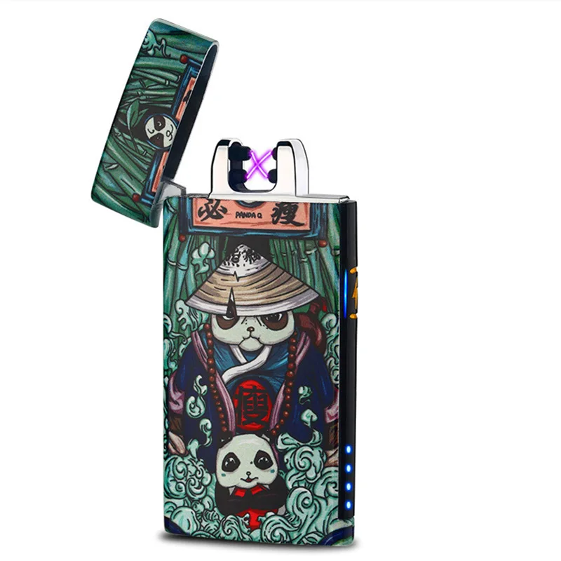 Электронная сигаретная зажигалка с отпечатком пальца, USB, ветрозащитная двойная дуговая электрическая зажигалка, плазменная турбо металлическая зажигалка, подарок на день отца