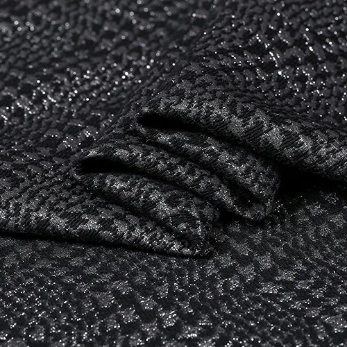 

Spring Autumn Fashion Thickening Jacquard Fabrics Black Velvet Bottom Line Silver Houndstooth Fabric Per Meter for Sewing