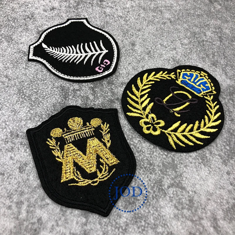

JOD Badges Black Gold Crown Iron on Biker Patches for Clothing Decorative Embroidery Patch Clothes Sticker Applique Military @