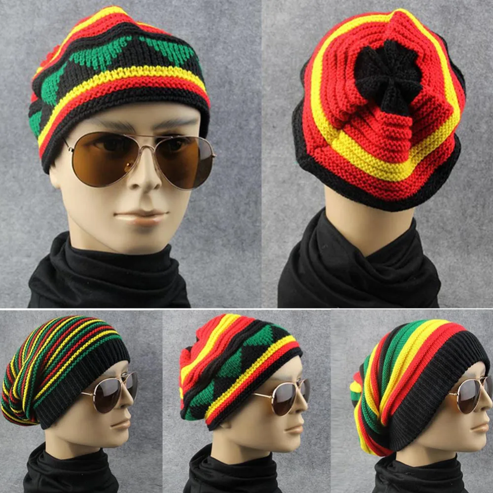 2018 зимняя новая хип-хоп многоцветная полосатая Кепка Женская Skuilles Beanie Rasta шапки