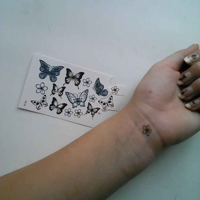 100 шт./лот цветные бабочки дизайн поддельные татуировки водонепроницаемый