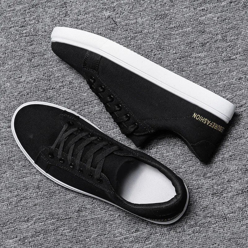 WOLF WHO New Arrivals Men Canvas Casual Shoes Male Lace Up Black Sneakers Comfortable lightweight Shoes buty meskie X-029
