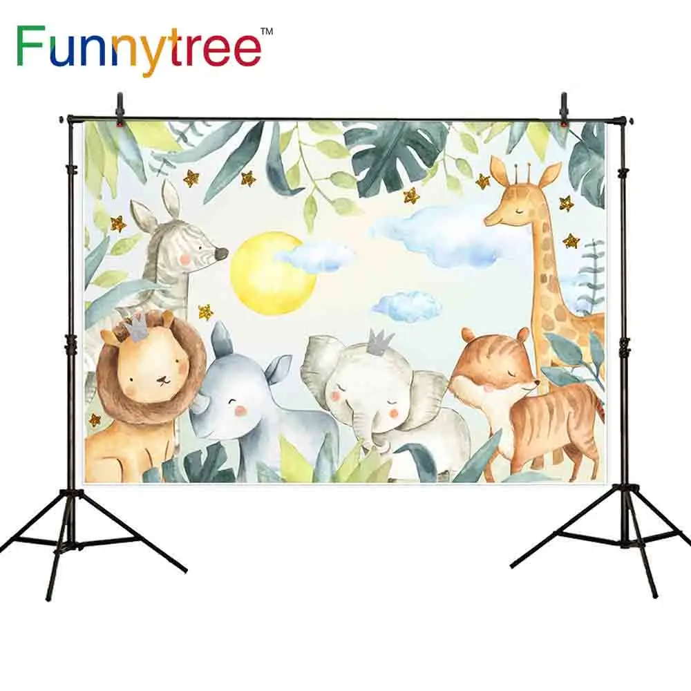 Фон для фотосъемки с животными Funnytree день рождения Детский зоопарк мультяшный