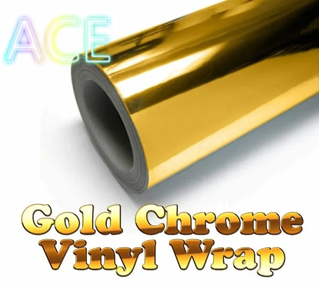 

200mmX1520mm Chrome Golden Gold Mirror Vinyl with Bubble Free Air Release DIY Wrap Sheet Film Car Sticker Decal Car Styling