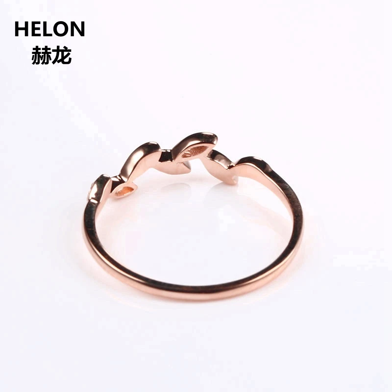 Leaf Solid 14k Rose Gold Natural Diamonds Engagement Ring Wedding Anniversary Band Fine Jewelry Women Trendy | Украшения и