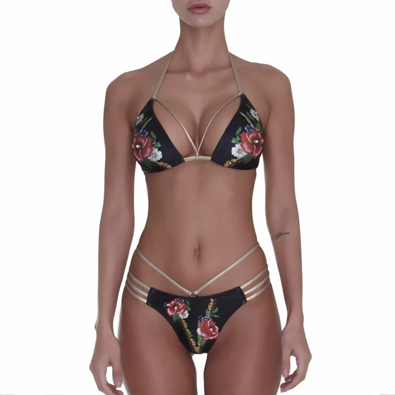 Aartiee Sexy print swimwear women bathing suit Extreme bikini Triangle swimsuit female bathers Summer beach wear String biquini |