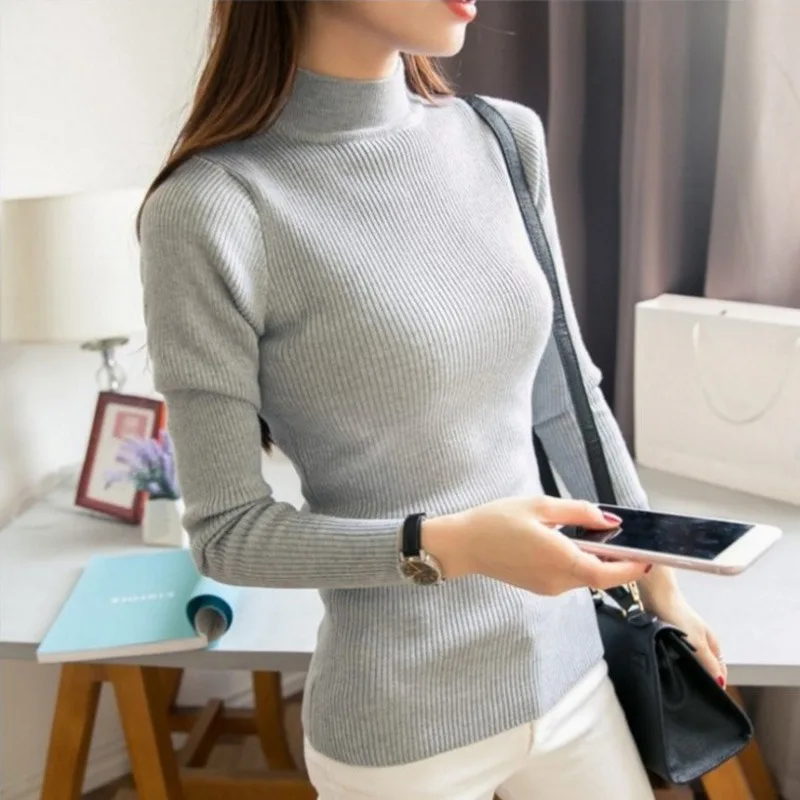 Fashion Slim Turtleneck Warm Sweaters Autumn Winter Women Knitted Elastic Pullovers Sweater | Женская одежда