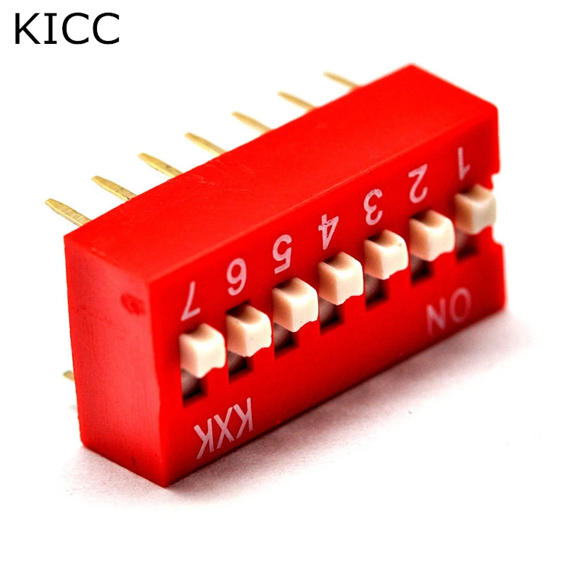 

10Pcs Red Toggle switch 7 Limit 2.54mm DIP14 Coding number switch DS-07