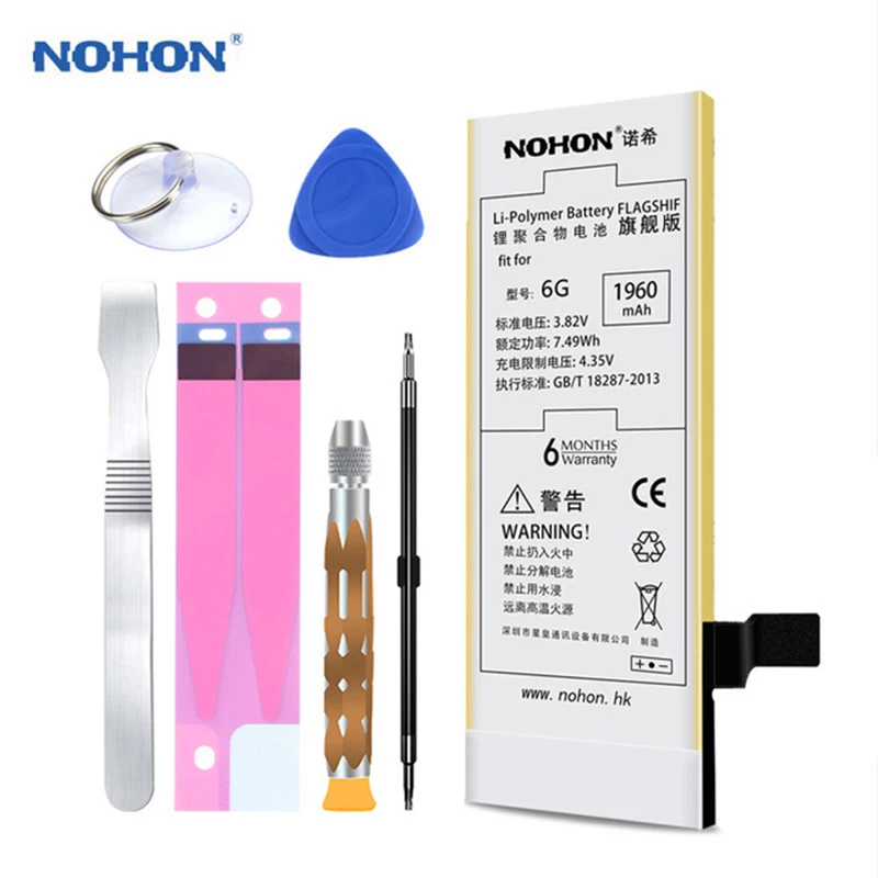 Оригинальный nohon аккумулятор для iPhone 6 1960 mAh высокой Ёмкость телефон замена