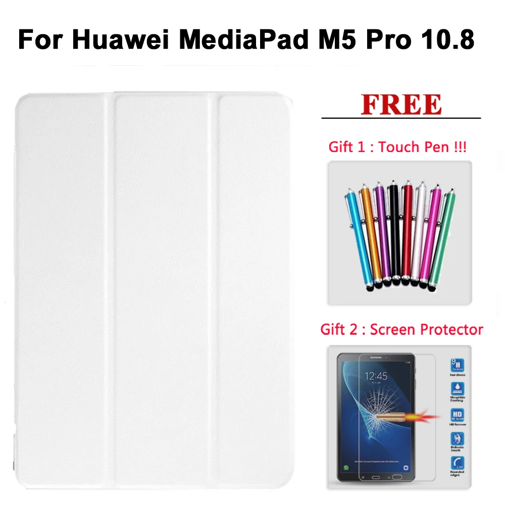 M5 Pro 10.8 bai Защита экрана+ чехол для huawei MediaPad M5 Pro 10,8/M5 8,4/M5 Lite 10,1 кожаный смарт-чехол для медиа-планшета M5 8,4/10/10,8 - Цвет: M5 Pro 10.8 bai