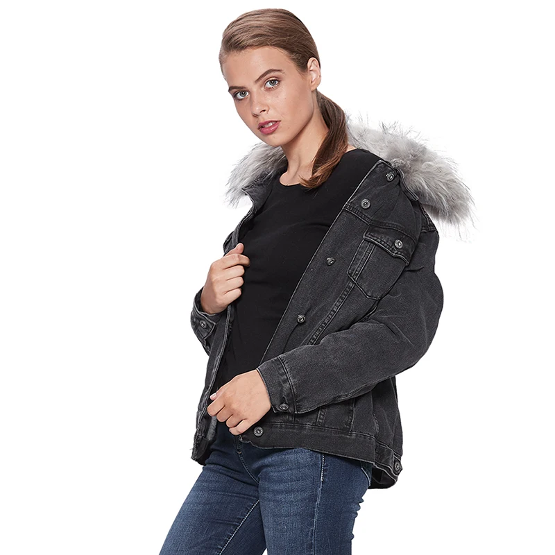 GLO STORY Женская Повседневная Уличная джинсовая куртка шерстяная подкладка толстая