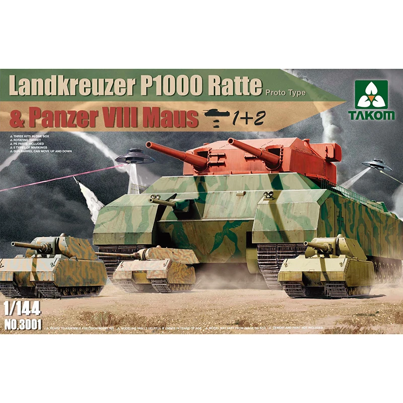 1/144 TAKOM 3001 Landkreuzer P1000 Ratte & Panzer VII Maus 1 + 2 модель хобби|Наборы для сборки моделей| |
