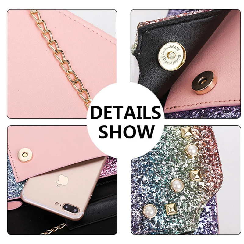 2019 высокое качество кожаная сумка для женщин Мода блесток небольшой площади леди