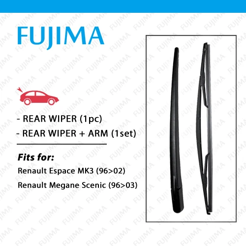

FUJIMA Rear Wiper Blade and Arm for Renault Espace III mk3 (96-02) / Megane Scenic (96-03) Back Window Windscreen Rear Wiper Arm