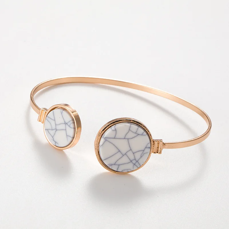Fashion Golden Love bracelets for women Marble-pattern retro-archaic round pine letters Charm Bracelets Female jewelry Gifts | Украшения и