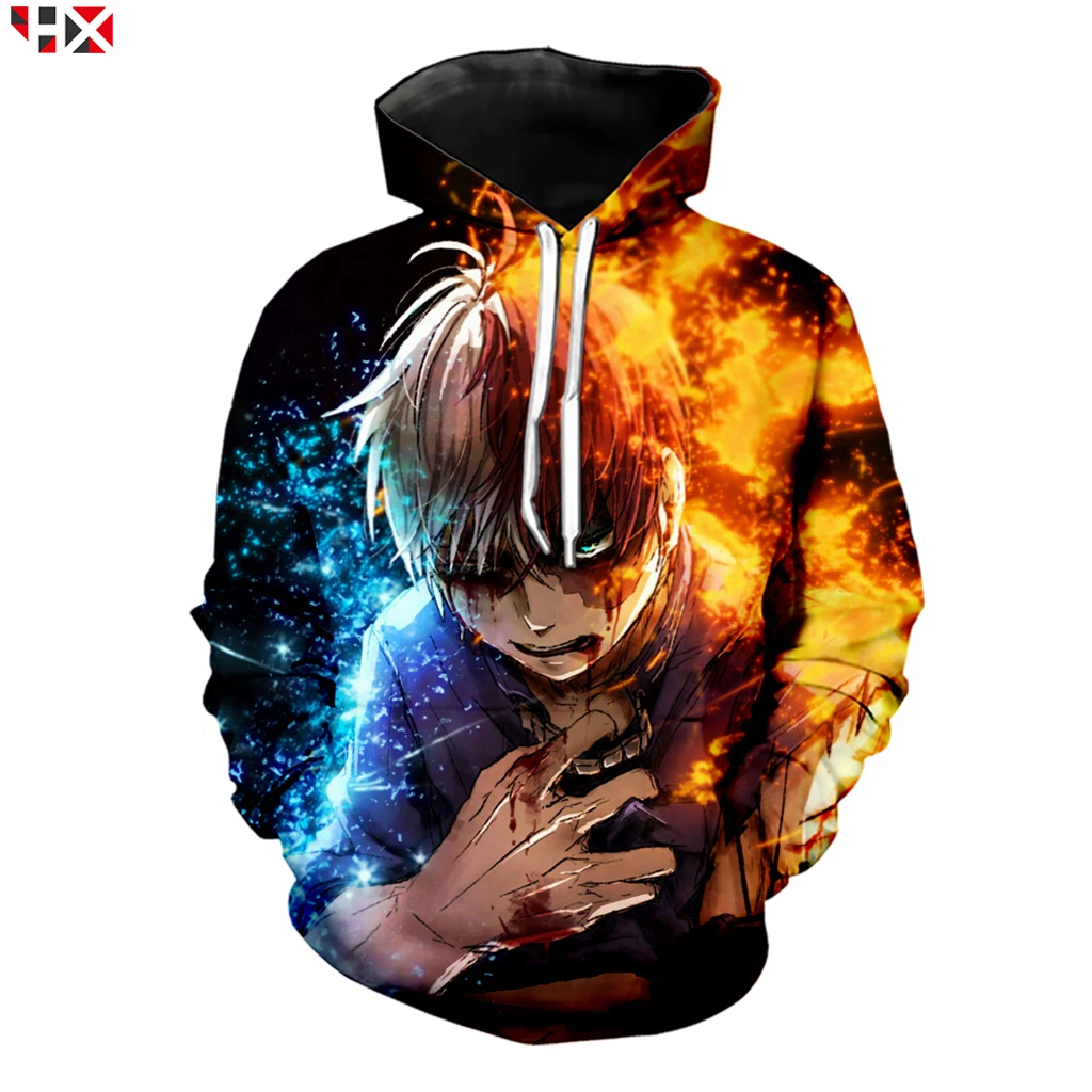 

New 3D Printed Popular Anime My Hero Academia Men/Women Hoodie Todoroki Shoto Casual Long Sleeve with Hood Streetwear Tops S258