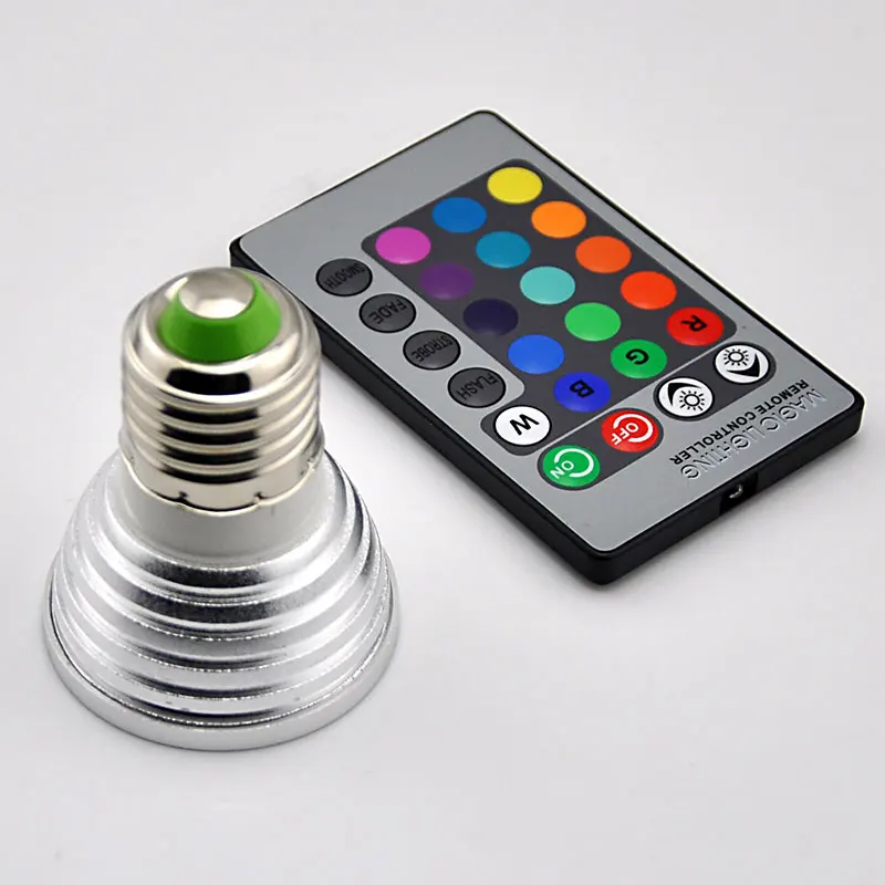 10 шт. E27 RGB 16 цветовых ламп 3 Вт Светодиодная лампа Точечный светильник