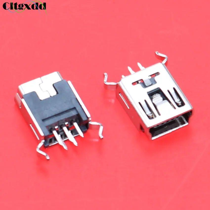 Cltgxdd 1 шт. 5 контактный разъем Mini usb гнездовой 180 градусов 2 фиксированные изогнутые
