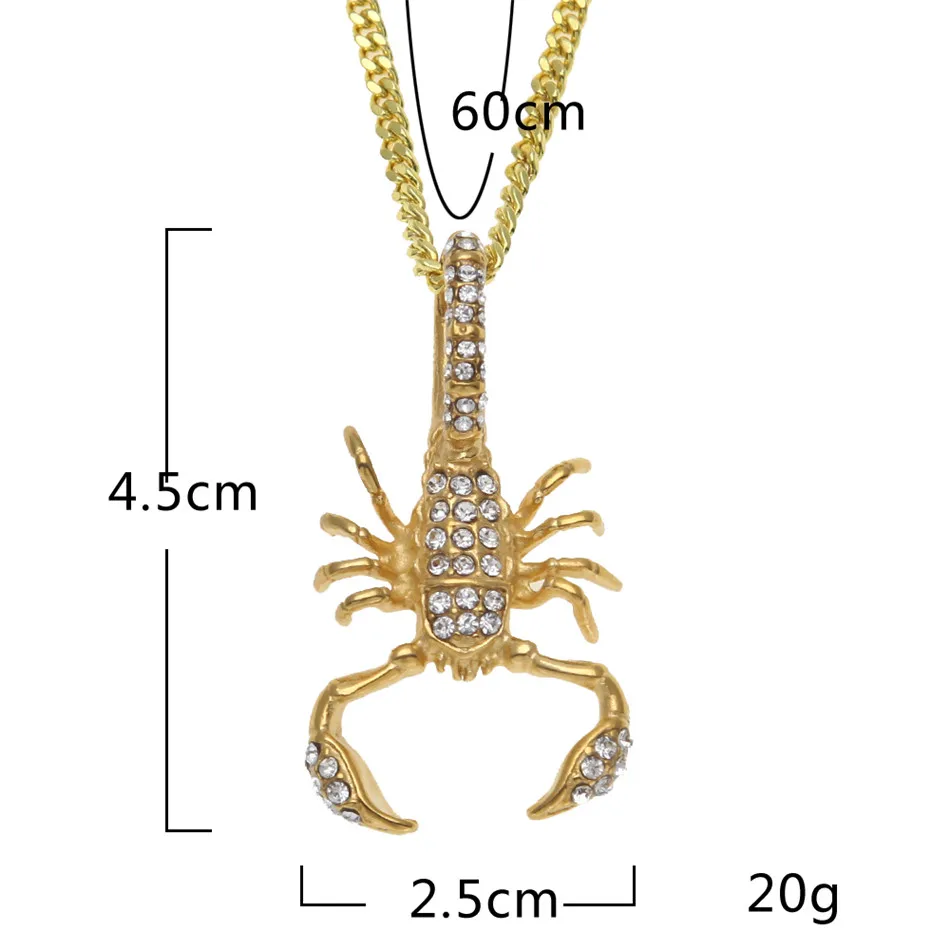 Кулон в виде скорпиона из нержавеющей стали золотого цвета|scorpion pendant|f pendantrhinestone