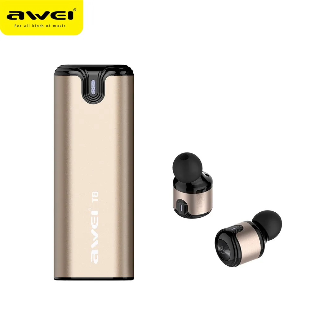 Наушники вкладыши AWEI T8 Twins Беспроводные наушники Bluetooth Головной Телефон с