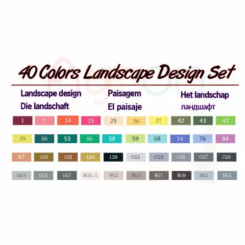 40 landscape set Touchfive, 30406080 цветов, двойная головка, художественные маркеры, ручка, маслянистая, алкогольная, эскиз, маркер, ручка, товары для рукоделия, для анимационного манга, рисование - Цвет: 40 landscape set