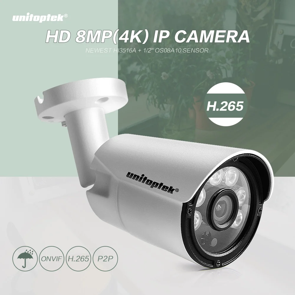H.265 4K 8MP 3840*2160 IP камера наружная HI3516A + 1/2 ''OS08A10 датчик наблюдения 20 м ночное