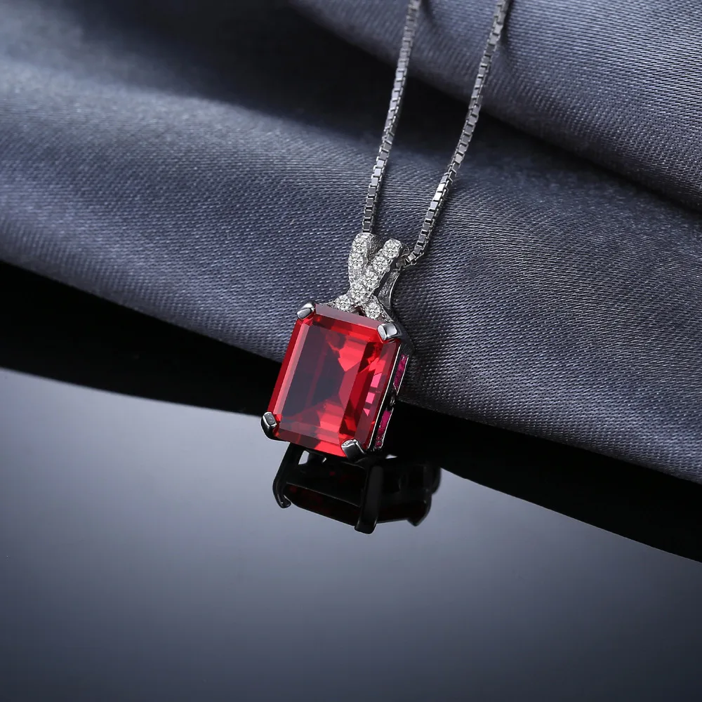 Jewelrypalace Изумрудный Cut 6ct создан красный рубин кулон Твердые стерлингового серебра